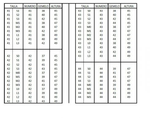 Tallas del 41 al 44