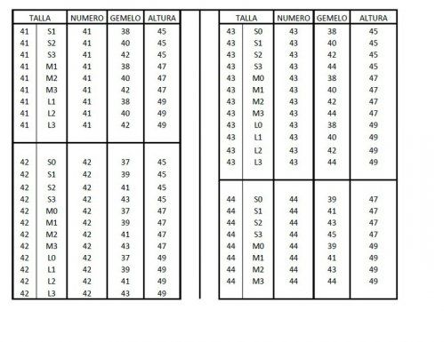 Tallas del 41 al 44
